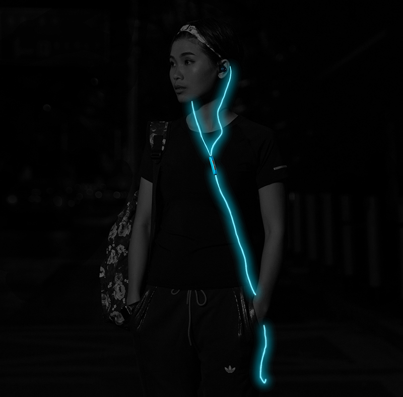 EL Glowing Light Sports Earphone with MIC