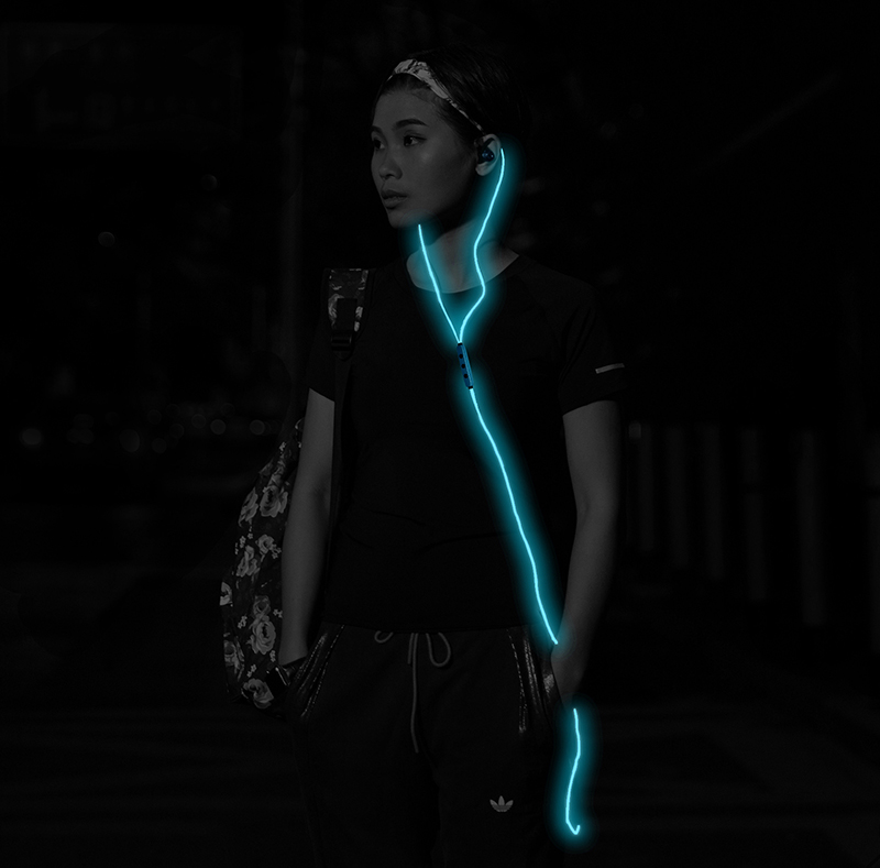 EL Glowing Light Sports Earphone with MIC