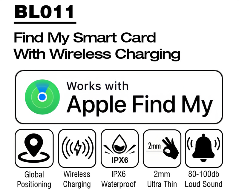 SmartCard Thin Wallet Tracker Card, Rechargeable & Reusable, Works with Apple Find My App, Item Finder