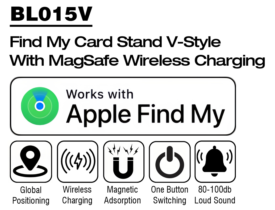 Magsafe Smart Magnetic Wallet Stand Works with Apple Find My Tracker for iPhone 15/14/13/12 Series