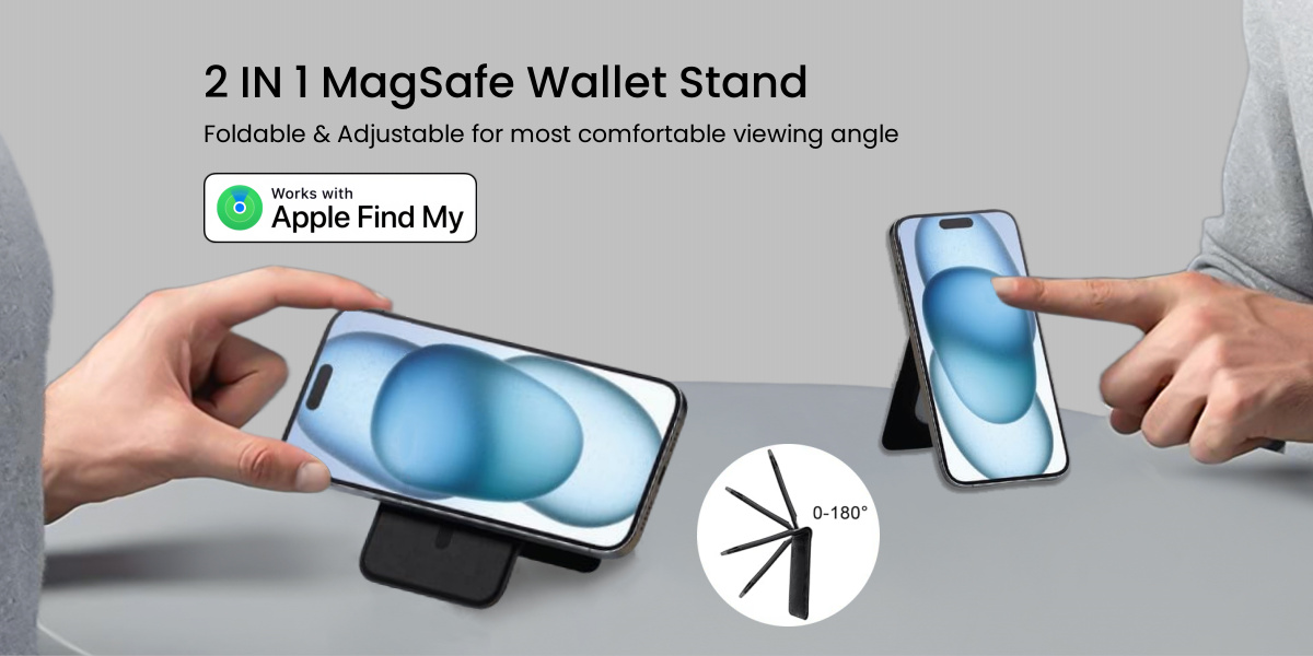 Magsafe Wallet Magnetic iPhone Wallet with Full Find My Locator Functionality Magnet Strength Wallet Tracker with Adjustable Stand for iPhone 15 14 13 12 Series