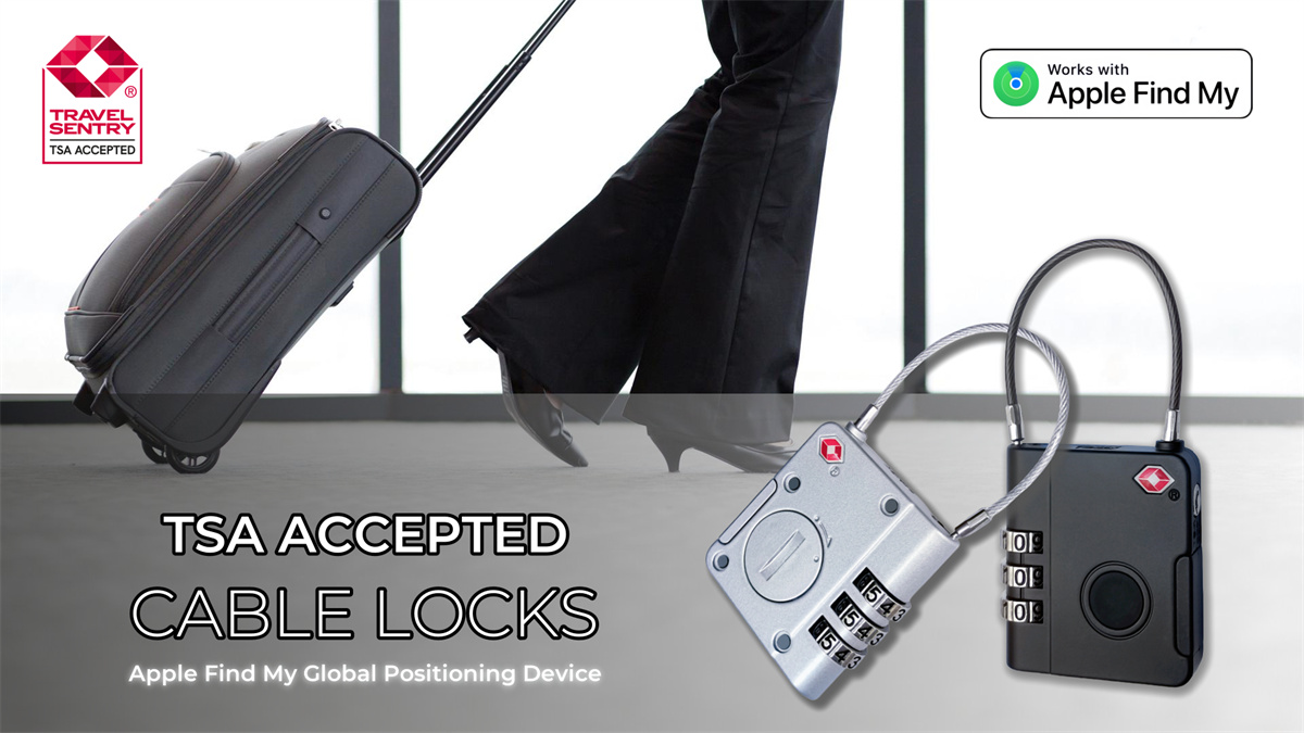 Zinc Alloy TSA Approved Travel Luggage Locator Lock with Tracking Tag, Works with Apple Find My