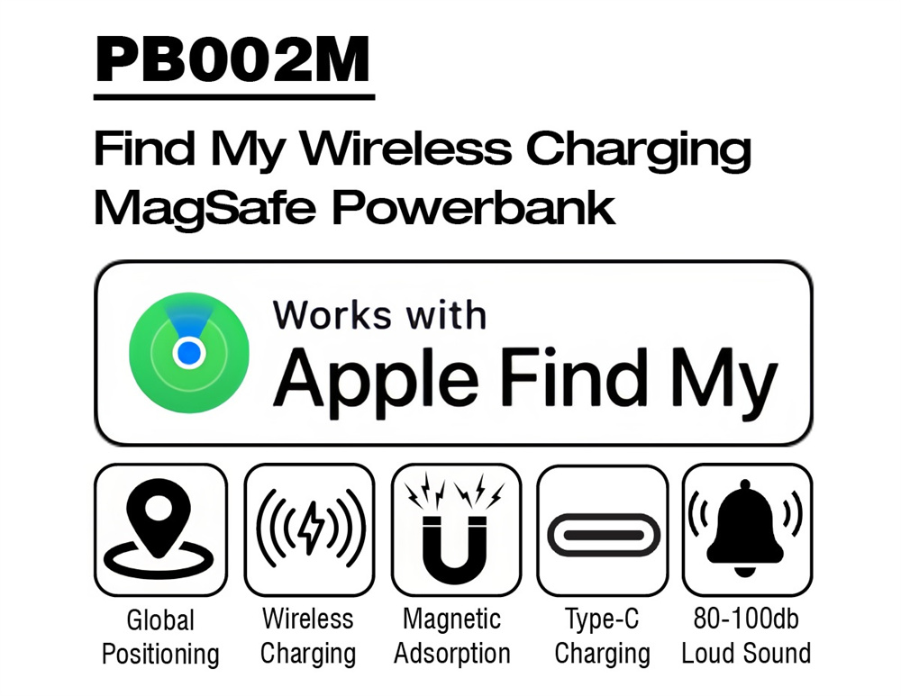 Powerbank Tracker Smart Tracker Device Item Locator Bluetooth Tracking Tags with Apple Find My (iOS Only) 
