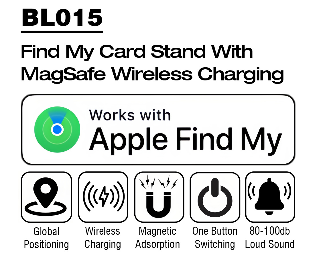 Work with Apple Find My Functionality Anti-Lost Left Behind Reminder for MagSafe Wallet Card HolderWorks with Apple Find My  