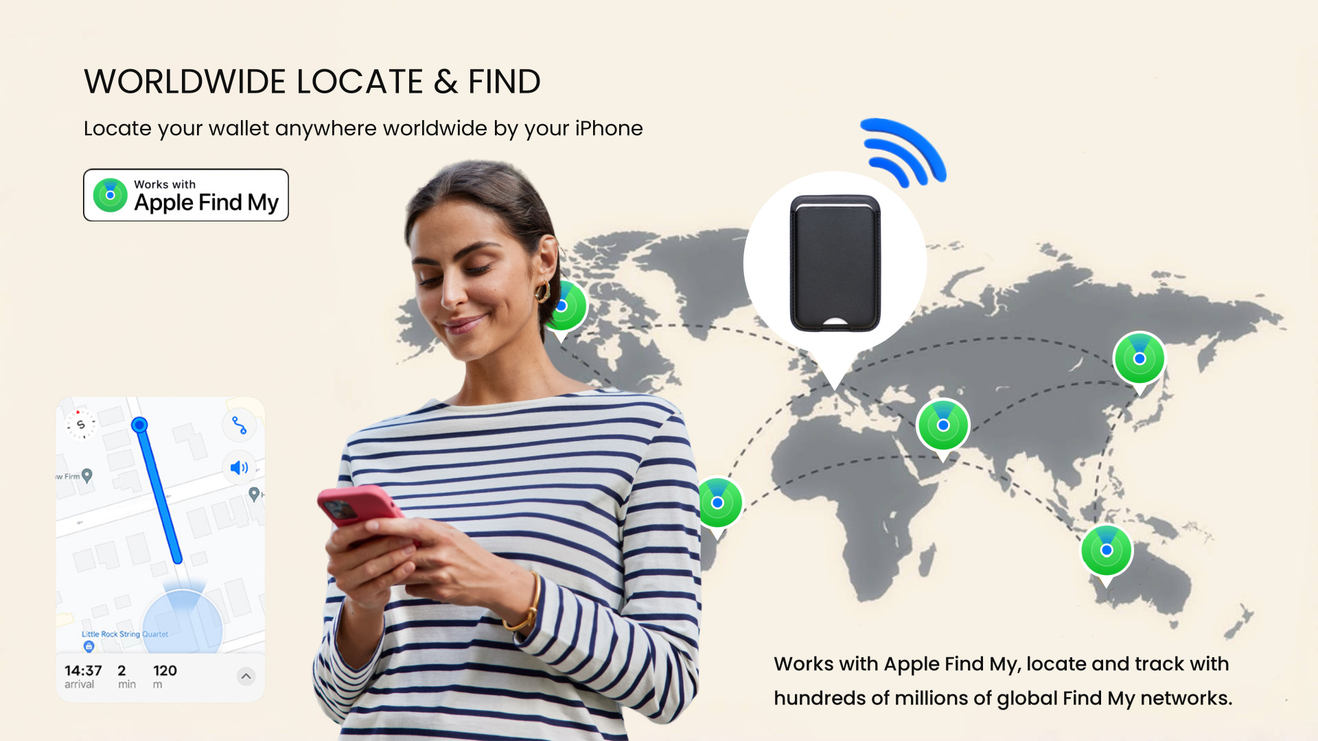 Wallet Finder Wireless rechargeable Smart Bluetooth Locator for Phone Works with Find My