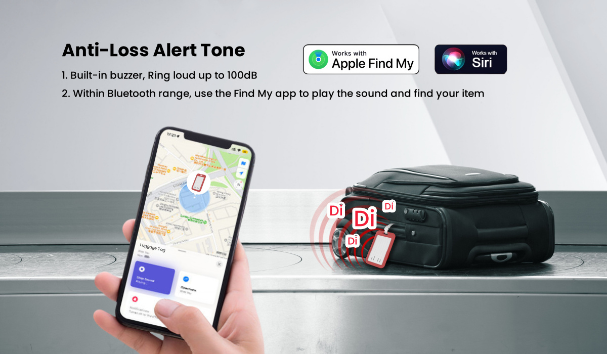 Luggage Tracker Anti-Lost Tags Travel Bag Labels Suitcase Tags Item Locator Works with Apple Find My iOS only