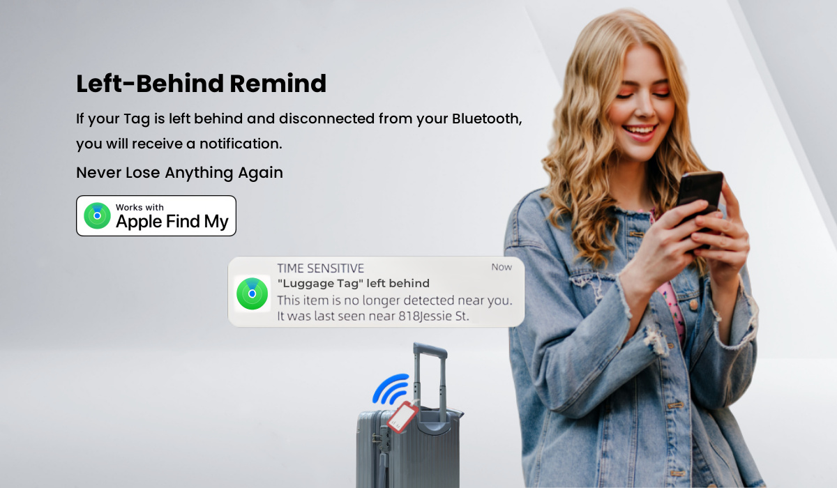 Luggage Tracker Anti-Lost Tags Travel Bag Labels Suitcase Tags Item Locator Works with Apple Find My iOS only
