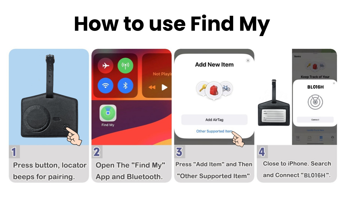 Luggage Tracker Bluetooth Tracking Tags Works with Apple Find My (iOS Only)