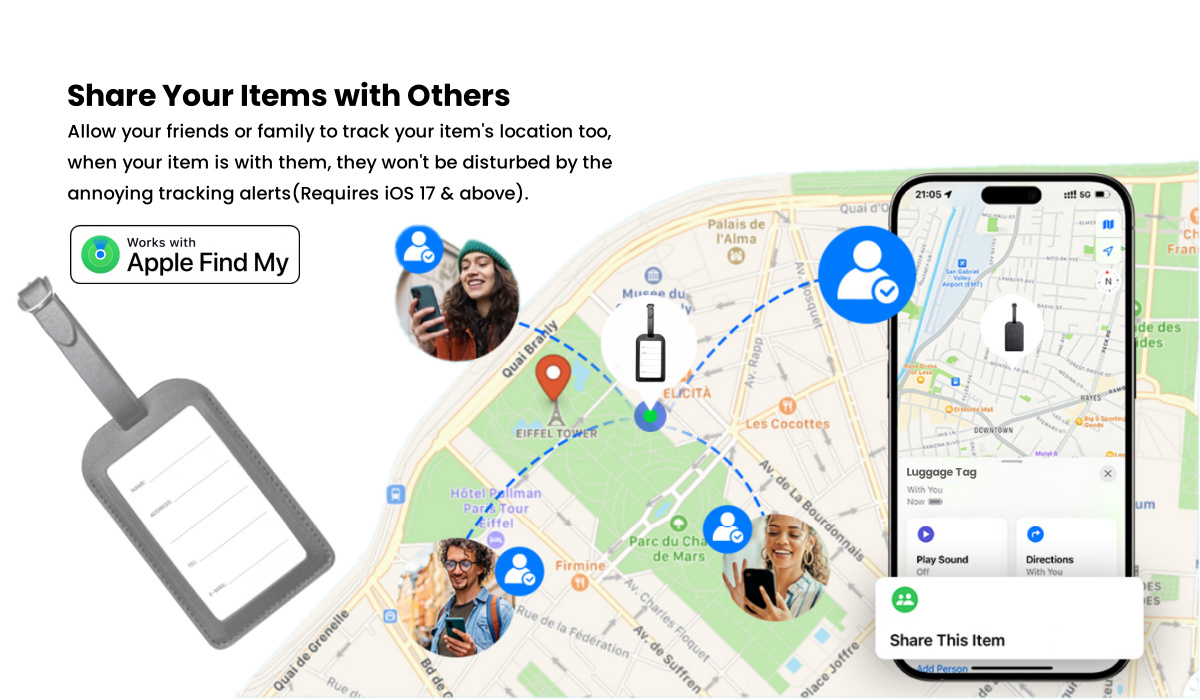 Finder Locator with Sound Find My Luggage Tracker Bluetooth Tag Works with Apple Find My