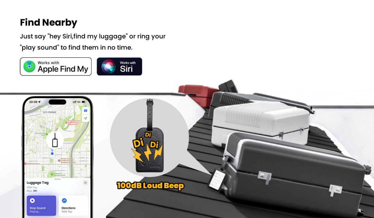 Finder Locator with Sound Find My Luggage Tracker Bluetooth Tag Works with Apple Find My