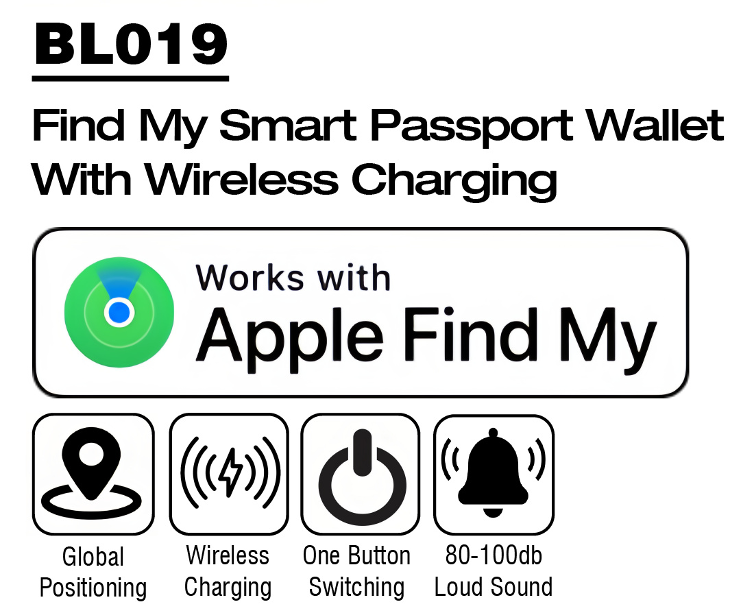 Passport Holder with Bluetooth Tracker Works with Apple Find My (iOS Only) Worldwide Locate Passport