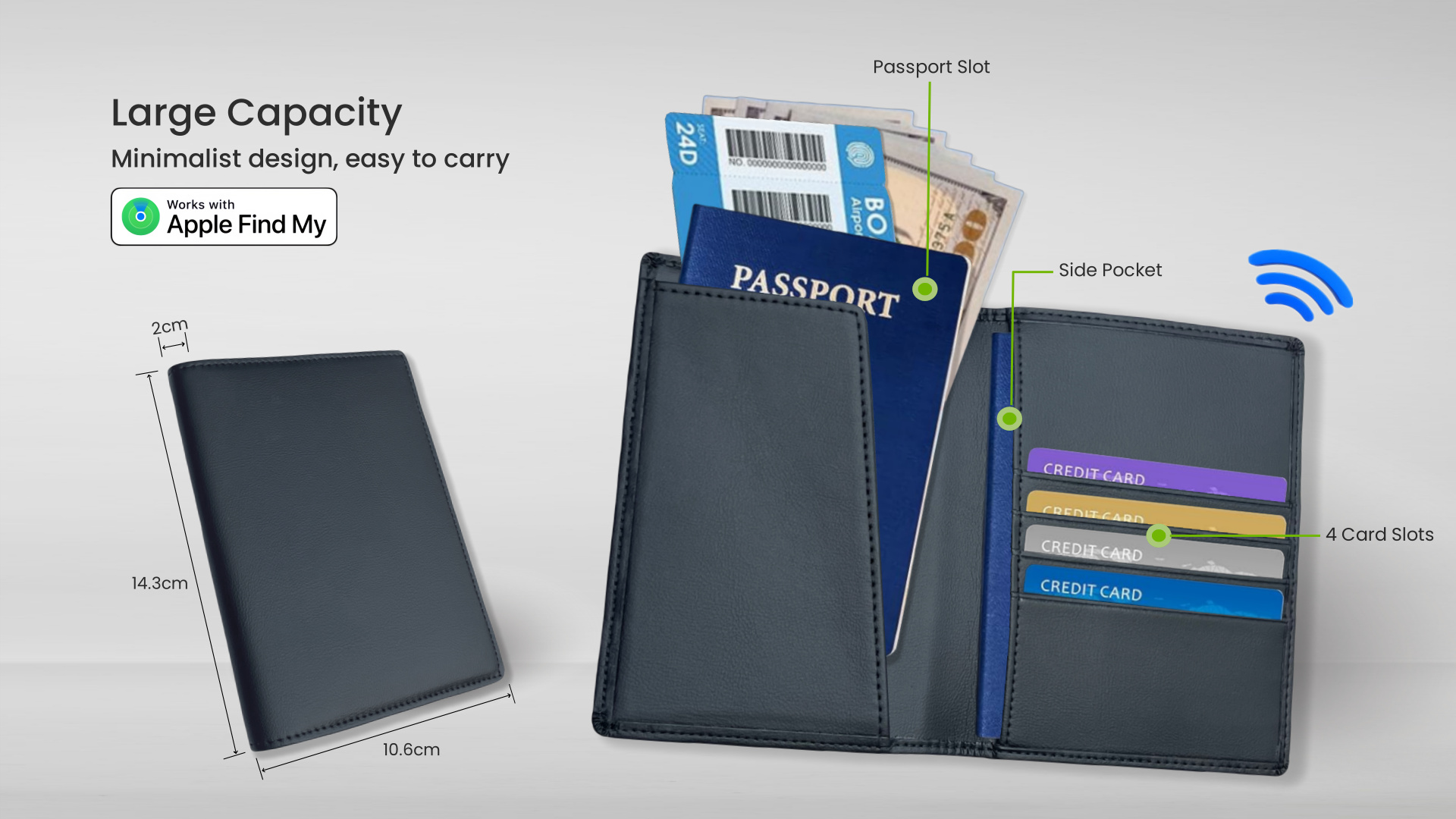 Passport Holder with Smart Tracker Works for Find My APP ravel Accessories Must Haves Anti-Lost